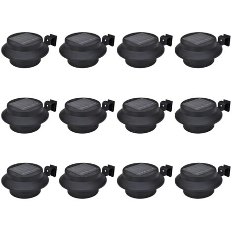 Vidaxl – Lot de 12 lampes solaires LED pour clôture – Plastique durable – Éclairage automatique au crépuscule – 3 LED de 0,2 W par lampe