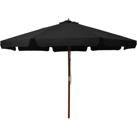 vidaXL Outdoor Parasol with Wooden Pole 330 cm Black