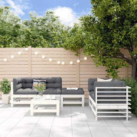vidaXL 6 Piece Garden Lounge Set White Solid Wood Pine (1/5)