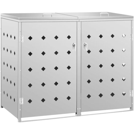 Vidaxl – Abri à poubelle double 240 L en acier inoxydable – Résistant aux intempéries – Circulation d'air pour éviter les odeurs – Système de verrouillage