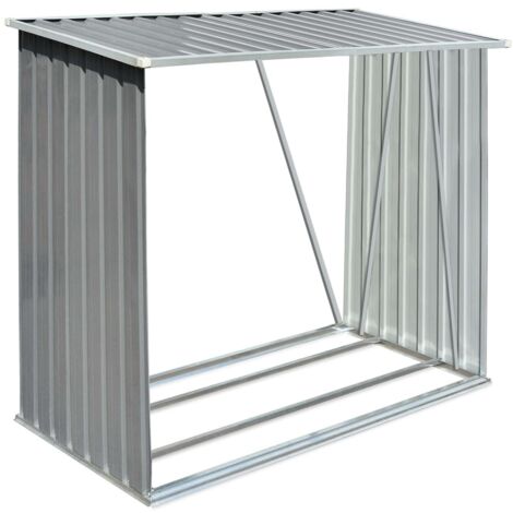 Vidaxl – Abri à bûches en acier galvanisé 163x83x154 cm – Capacité 2 m³ – Conception inclinée pour évacuation eau – Stockage bois ventilé