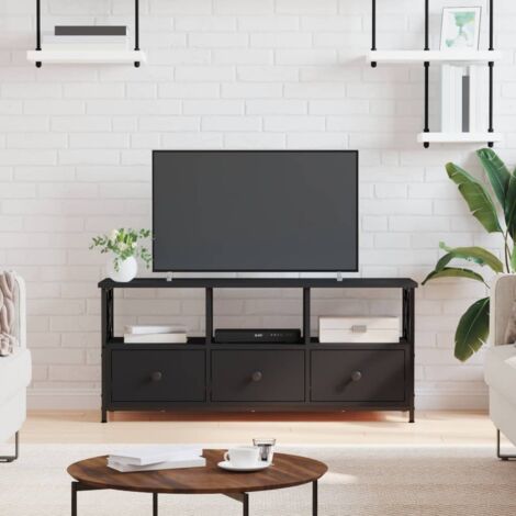 Meuble TV noir 102x33x45 cm bois d'ingénierie et fer vidaXL (1/5)