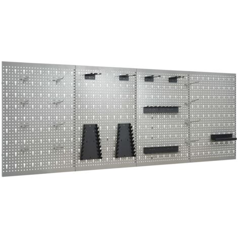 Vidaxl – Panneaux perforés muraux 4 pcs 40x58 cm en acier – Supporte divers outils – Fixation facile et sécurisée – Pour atelier et garage