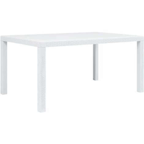 Vidaxl – Table de jardin en plastique blanc 150x90x72 cm – Aspect rotin – Résistante aux intempéries – Facile à nettoyer et à déplacer