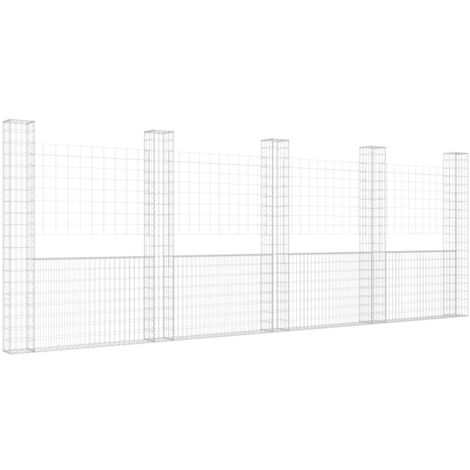 Vidaxl – Panier de gabion en forme de U – 5 poteaux en fer – Dimensions 500x20x200 cm – Pour murs de soutènement en fer résistant à la rouille