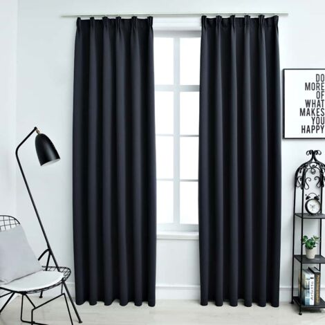 vidaXL Rideaux occultants avec crochets 2 pcs Anthracite 140x225 cm
