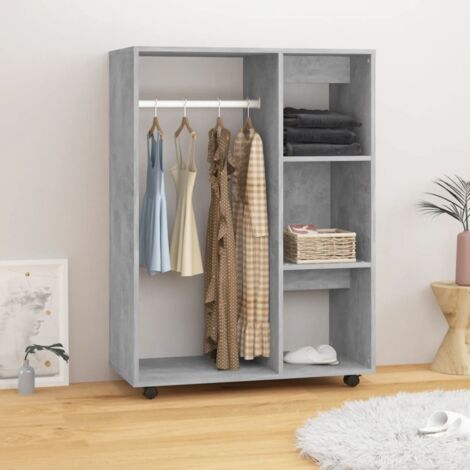 Vidaxl – Armoire en bois d'ingénierie 80x40x110 cm – Couleur gris béton – Compartiment ouvert et tablettes latérales – Idéale pour rangement vêtements