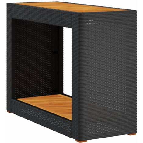 Vidaxl – Table d'appoint de jardin en poly rotin – Plateau en bois d'acacia – Dimensions 100x40x75 cm – Résistante aux intempéries (1/6)