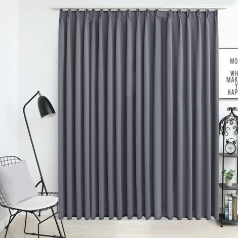 Vidaxl – Rideau occultant gris 290x245 cm – 100 % polyester – Avec crochets métalliques – Bloque efficacement la lumière