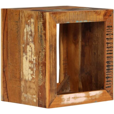 Vidaxl – Tabouret carré en bois de récupération 40x30x40 cm – Finition polie et laquée – Utilisation comme table d'appoint ou siège