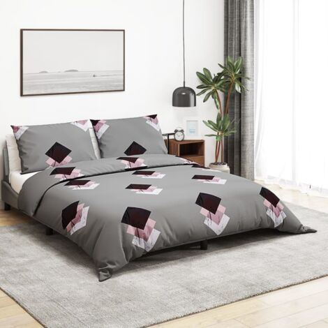 Ensemble de housse de couette Gris 200x220 cm Coton vidaXL