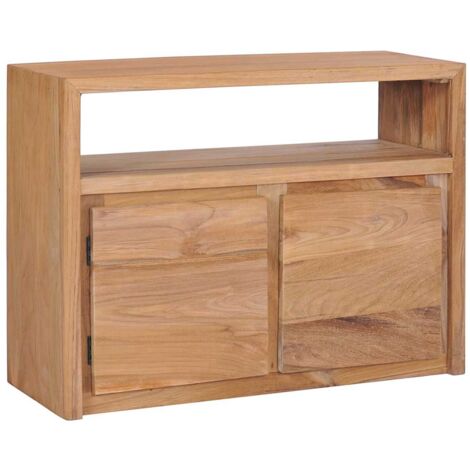 Vidaxl – Buffet en bois de teck massif 80x30x60 cm – 2 portes et compartiment ouvert – Design rustique et unique (1/6)