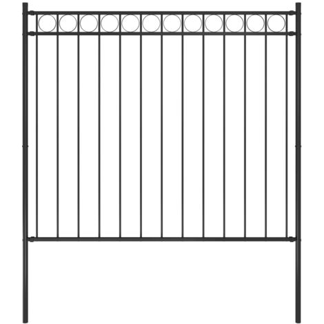 Vidaxl – Clôture en acier 1.81x1.5 m – Barrière de sécurité décorative – Poteaux horizontaux renforcés – Matériel de fixation inclus