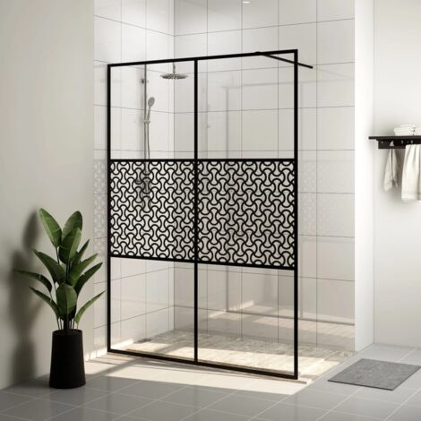 Vidaxl – Paroi de douche en verre ESG 5mm 140x195 cm – Cadre noir réglable – Cloison minimaliste pour salle de bain moderne