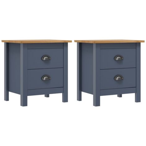 vidaXL Bedside Cabinets "Hill" 2pcs Grey 46x35x49,5 cm Pine Wood