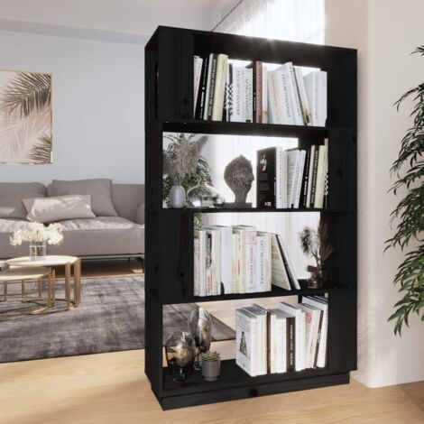 Bibliothèque/Séparateur de pièce Noir 80x25x132 cm Pin massif vidaXL