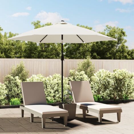 Vidaxl – Parasol droit 3 m en polyester blanc sable – Mât en acier 38 mm – 6 baleines robustes – Protection UV optimale