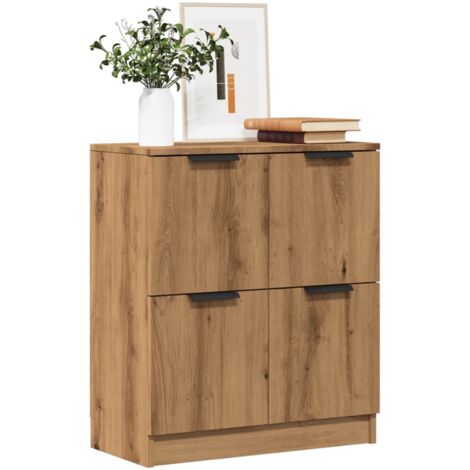 Vidaxl – Buffet chêne artisanal 60x30x70 cm – Bois d'ingénierie résistant à l'humidité – Grand espace de rangement – Dessus stable pour objets décoratifs (1/6)