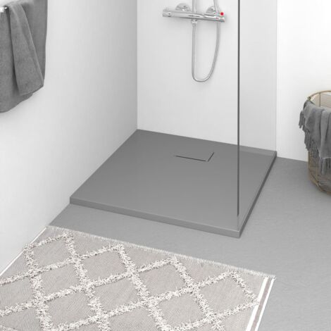 Vidaxl – Receveur de douche à poser 80x80 cm – Surface en pierre d’ardoise antidérapante – Seuil bas pour accès facile – Résistant aux chocs et égratignures