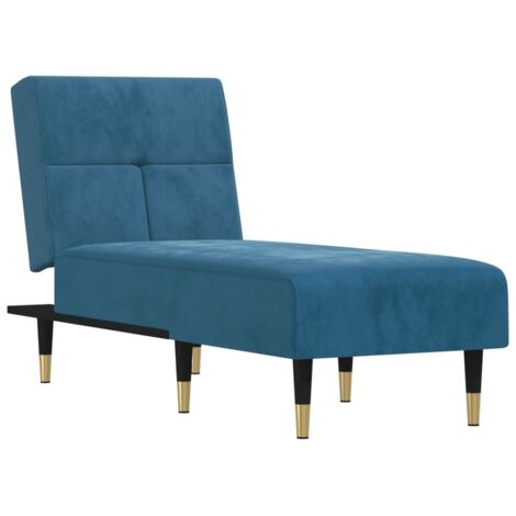 Chaise longue bleu velours vidaXL (1/5)