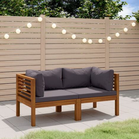 Vidaxl – Canapé de jardin 2 places en acacia massif – Coussins amovibles confortables – Design modulaire pour extérieur – Finition à l'huile