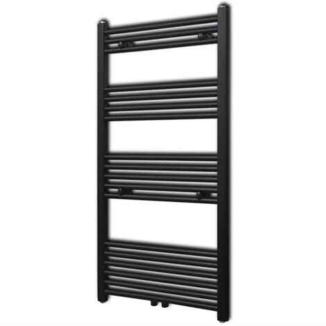Vidaxl – Sèche-serviette eau chaude noir 600x1160 mm – Acier droit – Puissance 531W – Fixation murale – 18 barres transversales 22 mm