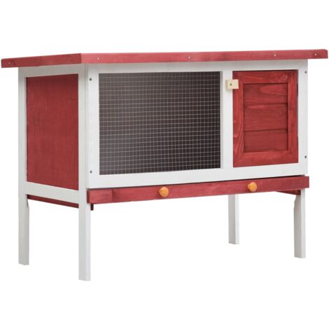 Clapier Cage à lapins Extérieur Intérieur, Enclos pour lapins petits animaux 1 niveau Rouge Bois vidaXL