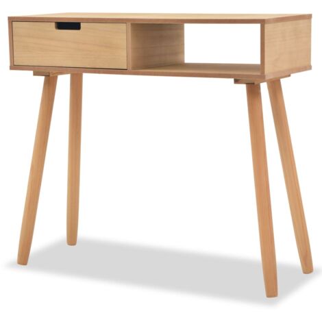 Vidaxl – Table console en bois de pin massif 80 x 30 x 72 cm – Tiroir de rangement – Design compact pour salon – Couleur marron