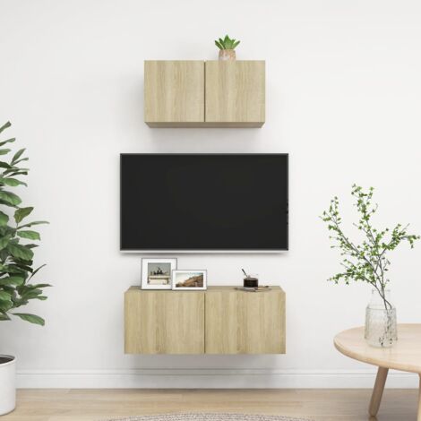 Furniture Limited - Ensemble de meuble TV 2 pcs Chêne sonoma Bois