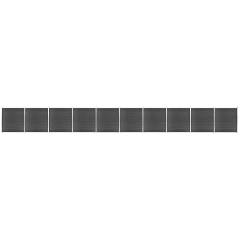 Vidaxl – Ensemble de panneaux de clôture WPC 1737 x 186 cm noir – Résistant à la pourriture – Système modulaire pour installation facile