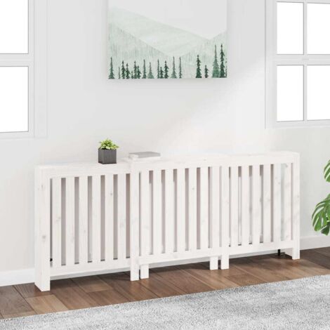vidaXL Cache-radiateur Blanc 210x21x85 cm Bois massif de pin