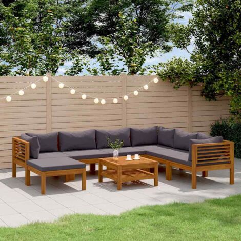 Salon de jardin 8 pcs avec coussin Bois d'acacia solide vidaXL