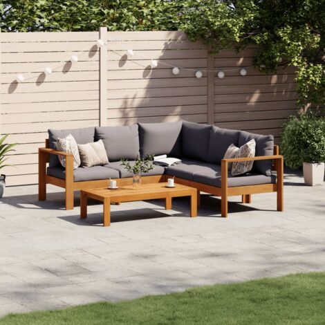 Vidaxl – Salon de jardin 4 places en bois d'acacia massif – Coussins épais amovibles – Dimensions canapé 114x68x64 cm – Table 100x50x27 cm