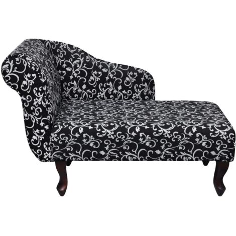 Vidaxl – Transat de jardin chaise longue en tissu noir et blanc – Cadre en bois – Dimensions 104x51x69,5 cm – Assise rembourrée confortable