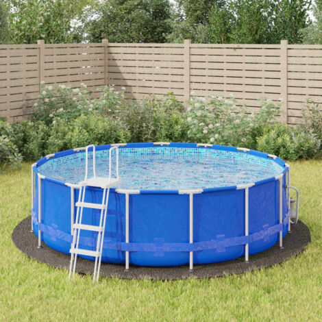 vidaXL Bâche de piscine gris clair Ø428 cm géotextile polyester (1/5)