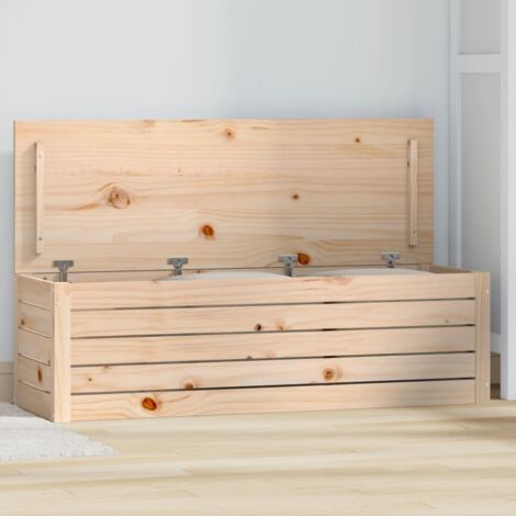 Vidaxl – Boîte de rangement en bois massif de pin 109x36,5x33 cm – Couvercle pour protection – Grand espace de rangement pour objets du quotidien