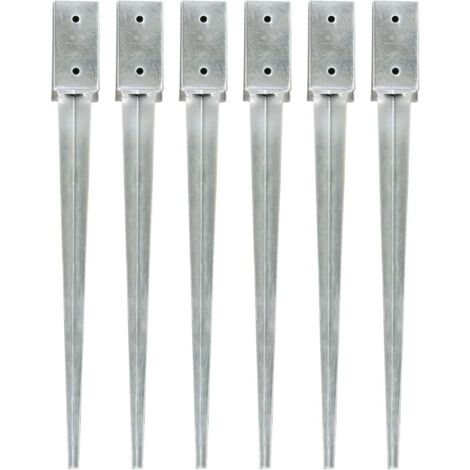 Piquets au sol 6 pcs Argenté 7x7x75 cm Acier galvanisé vidaXL