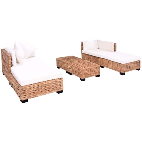 Vidaxl – Ensemble de canapés 16 pcs en rotin naturel – Coussins confortables – Dimensions canapé d'angle 67x67x58 cm – Pour salon ou véranda