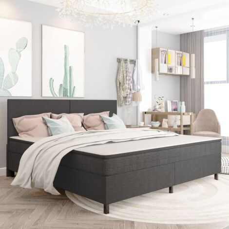 vidaXL Sommier à lattes de lit Gris foncé Tissu 200x200 cm (1/5)