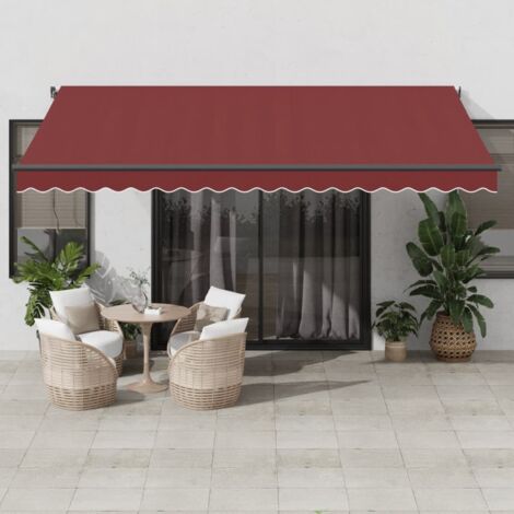 Auvent manuel rétractable bordeaux 450x350 cm vidaXL