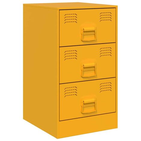 Table de chevet jaune moutarde 34,5x39x62 cm acier vidaXL (1/5)