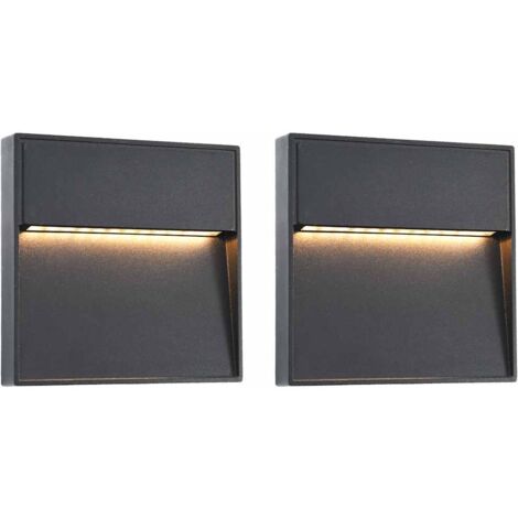 vidaXL 2 pcs Appliques murales LED d'extérieur 3 W Noir Carré (1/7)