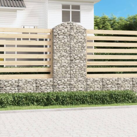 Vidaxl – Panier de gabions arqué 100x30x220/240 cm – Fer galvanisé résistant à la corrosion – Pour murs de soutènement décoratifs