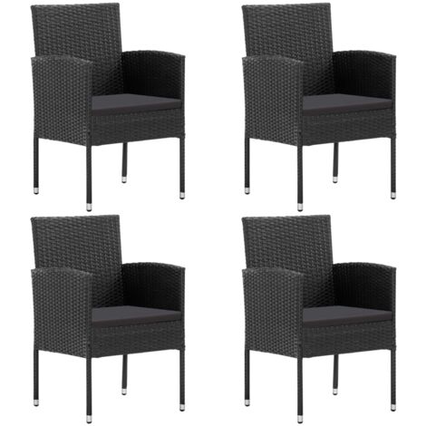 vidaXL Chaises de jardin coussins noir lot de 4 noir résine tressée (1/5)