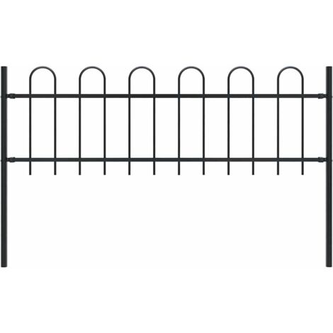 vidaXL Clôture de jardin BOXTEL avec arceau supérieur en acier 181 x 60 cm noir (1/5)