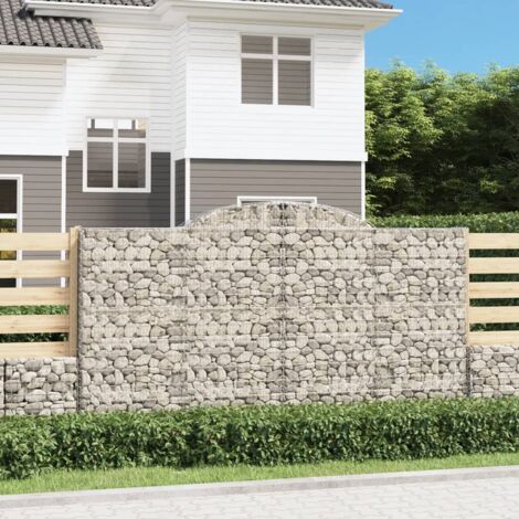 vidaXL Paniers à gabions arqués 3 pcs 300x50x160/180 cm fer galvanisé
