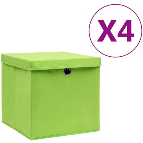 Boîtes de rangement avec couvercles 4 pcs 28x28x28 cm Vert vidaXL