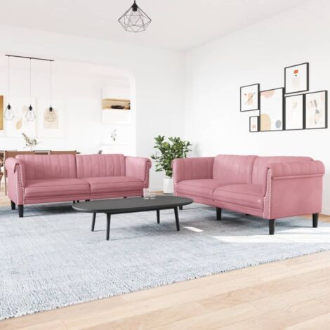 vidaXL Ensemble de canapés 2 pcs rose velours (1/5)