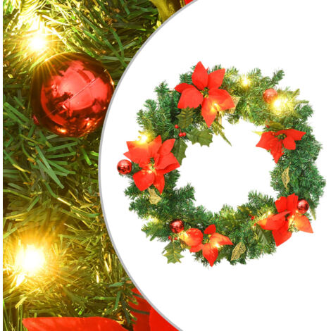 Couronne de Noël avec lumières LED vert 60 cm PVC vidaXL (1/5)