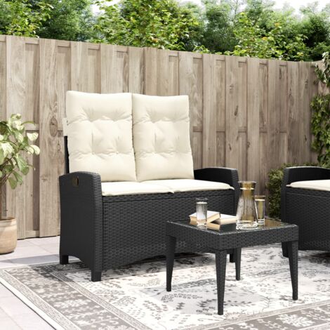 Banc inclinable de jardin avec coussins noir résine tressée vidaXL